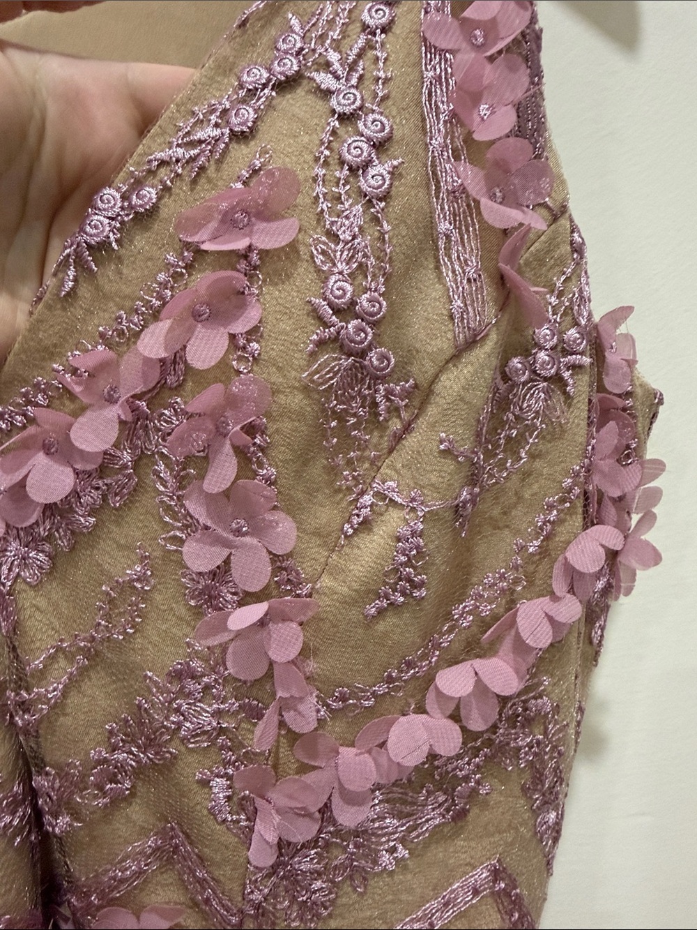 Dress the Population Sidney Maxi Dress with 3D Floral Pink Lace Evening Gown - Picture 4 of 11